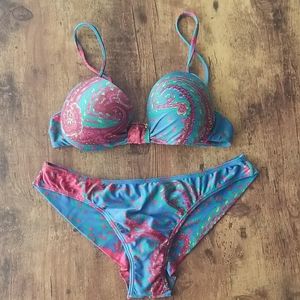 Salinas Brazilian Bikini M Blue Paisley print